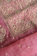 Pink Noor Organza Silk Chikankari Unstitched Kurta Dupatta Set