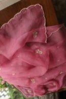 Pink Noor Organza Silk Chikankari Unstitched Kurta Dupatta Set