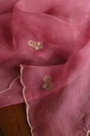 Pink Noor Organza Silk Chikankari Unstitched Kurta Dupatta Set