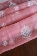 Pink Noor Organza Silk Chikankari Unstitched Kurta Dupatta Set