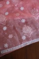 Pink Noor Organza Silk Chikankari Unstitched Kurta Dupatta Set