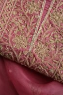 Pink Noor Organza Silk Chikankari Unstitched Kurta Dupatta Set