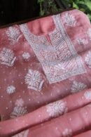 Pink Noor Organza Silk Chikankari Unstitched Kurta Dupatta Set