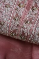 Pink Paper Tussar Resham Chikankari Unstitched Kurta Dupatta Set