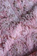 Pink Paper Tussar Resham Chikankari Unstitched Kurta Dupatta Set