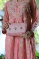 Pink Shade Chikankari Sling Clutch Bag