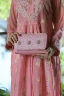 Pink Shade Chikankari Sling Clutch Bag