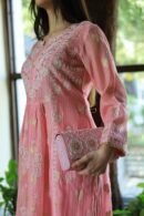 Pink Shade Chikankari Sling Clutch Bag