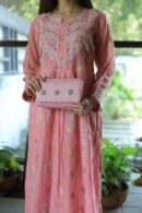 Pink Shade Chikankari Sling Clutch Bag
