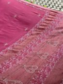 Pink Silk Gheecha Palla Kota Chikankari Saree With Mukaish Kamdani
