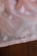 Pink Silk Kota Chikankari Unstitched Kurta Dupatta Set