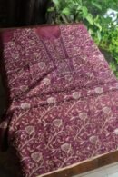 Plum Shade Roheen Tissue Silk Chikankari Fabric