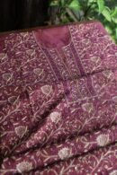 Plum Shade Roheen Tissue Silk Chikankari Fabric