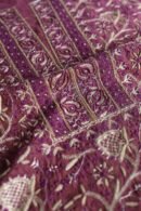 Plum Shade Roheen Tissue Silk Chikankari Fabric
