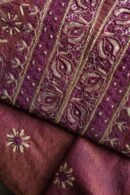 Plum Shade Roheen Tissue Silk Chikankari Fabric