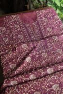 Plum Shade Roheen Tissue Silk Chikankari Fabric