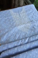 Powder Blue Cotton Chikankari Unstitched Kurta Fabrics