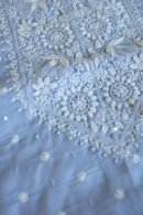 Powder Blue Cotton Chikankari Unstitched Kurta Fabrics