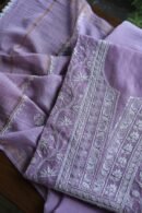 Purple Mal Chanderi Silk Chikankari With Sequins Unstitched Kurta Dupatta Set
