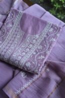 Purple Mal Chanderi Silk Chikankari With Sequins Unstitched Kurta Dupatta Set