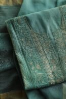 Green Maheshwari Chikankari With Ari Work Unstitched Kurta Dupatta Set