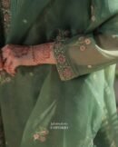 Raw Mango Green Noor Organza Chikankari Anarkali