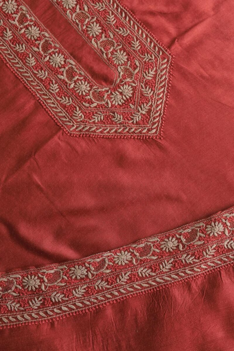 Red Moonga Silk Men's Kurta Fabrics