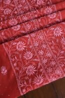 Red Mul Cotton Fine Chikankari With Kamdani Work Unstitched Fabric