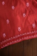 Red Mul Cotton Fine Chikankari With Kamdani Work Unstitched Fabric