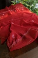 Red Mul Cotton Fine Chikankari With Kamdani Work Unstitched Fabric