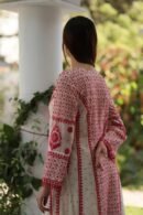 Red & White Mulmul Pearl Work Chikankari Anarkali With Dupatta