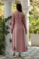 Red & White Mulmul Pearl Work Chikankari Anarkali With Dupatta