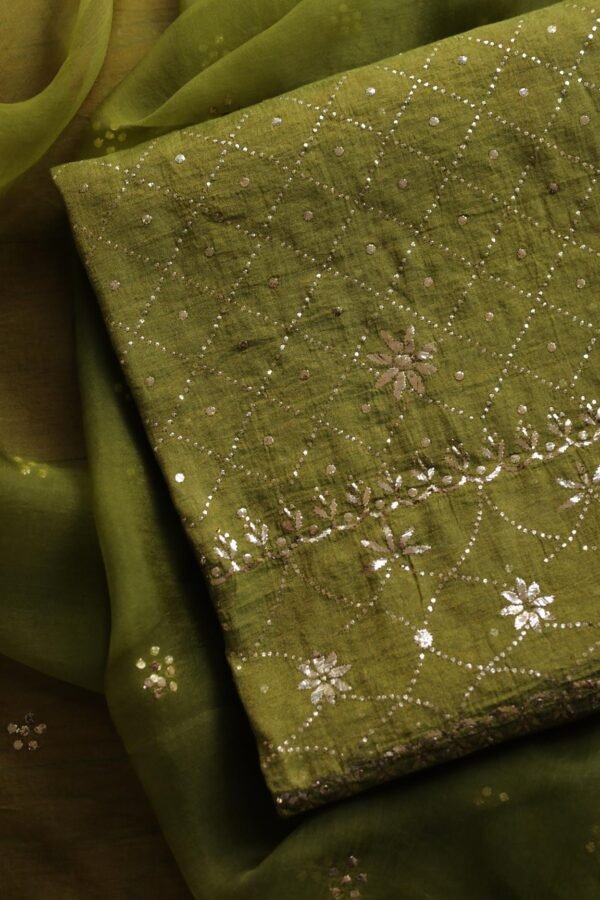 Roheen Tissue Silk Chikankari Fabrics - Image 2