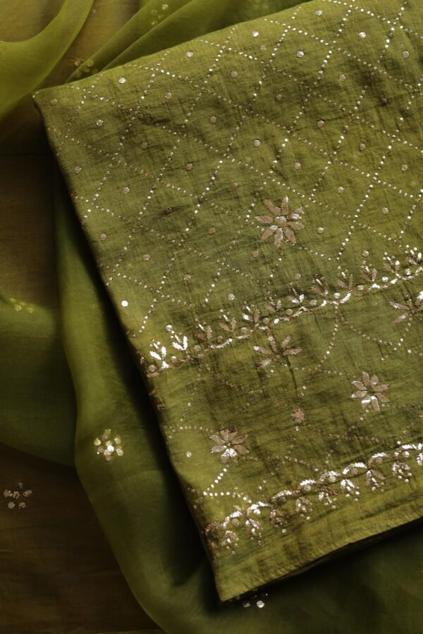 Roheen Tissue Silk Chikankari Fabrics - Image 10