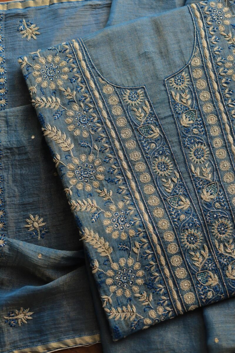 Roheen Tissue Silk Chikankari Fabrics