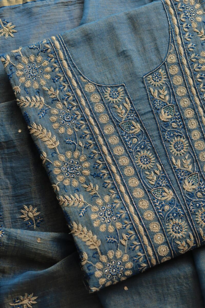Roheen Tissue Silk Chikankari Fabrics