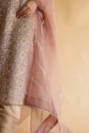 Rose Gold Noor Organza Silk Chikankari Straight Cut Kurta Dupatta Set