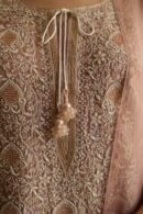 Rose Gold Noor Organza Silk Chikankari Straight Cut Kurta Dupatta Set