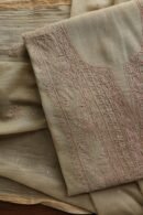 Sage Brown Mul Cotton Fine Chikankari With Kamdani Work Unstitched Fabric