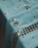 Sea Green Chanderi Mukaish Badla Unstitched Kurta Dupatta Set