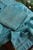 Sea Green Maheshwari Chikankari Unstitched Fabric