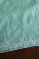 Sea Green Mal Cotton Chikankari Unstitched Kurta Dupatta Fabrics With Kamdani