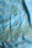 Sky Blue Banarasi Zari Chanderi Unstitched Chikankari Fabrics
