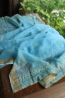 Sky Blue Banarasi Zari Chanderi Unstitched Chikankari Fabrics