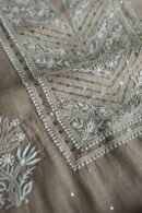 Smokey Grey Mal Cotton Fine Chikankari With Kamdani Work Unstitched Fabric