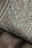 Smokey Grey Mal Cotton Fine Chikankari With Kamdani Work Unstitched Fabric