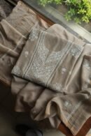 Smokey Grey Mal Cotton Fine Chikankari With Kamdani Work Unstitched Fabric