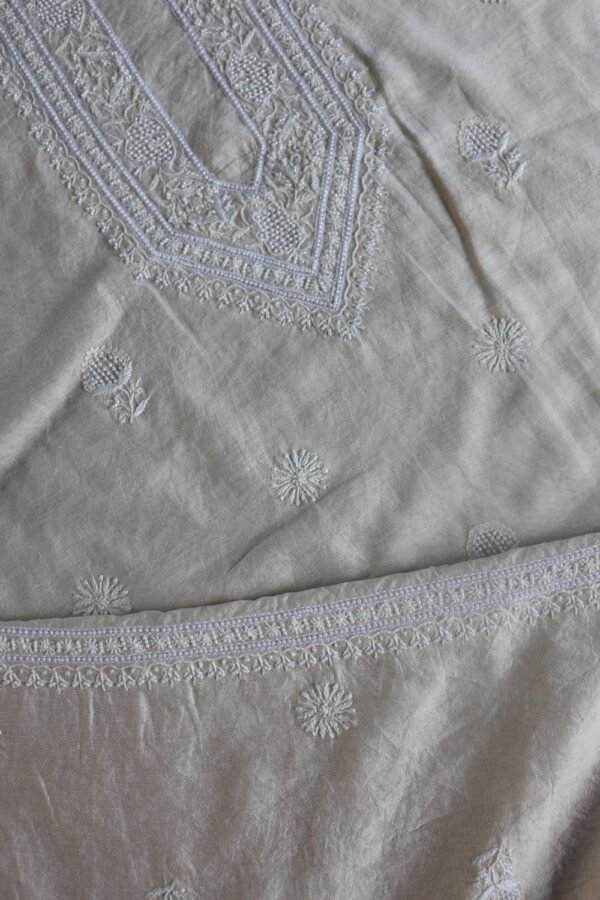 Tissue Silk Pearl Chikankari Unisex Unstitched Kurta Fabrics - Image 13