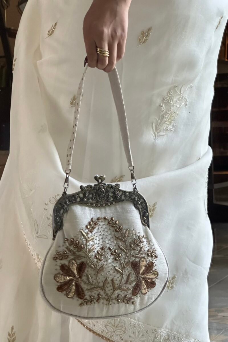 White Vintage Ari Mukaish Sling Bags