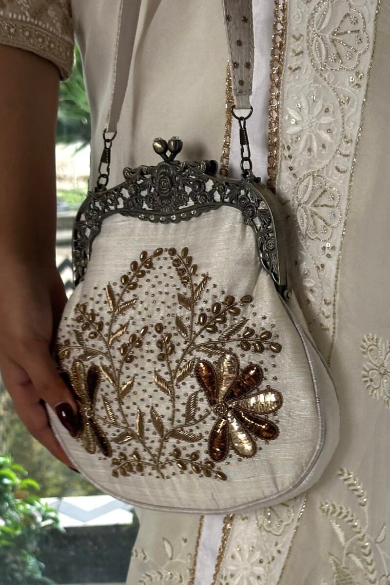 White Vintage Ari Mukaish Sling Bags
